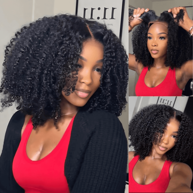 [24H Shipping] Kinky Curly 6×4 Lace Front Bob Wig