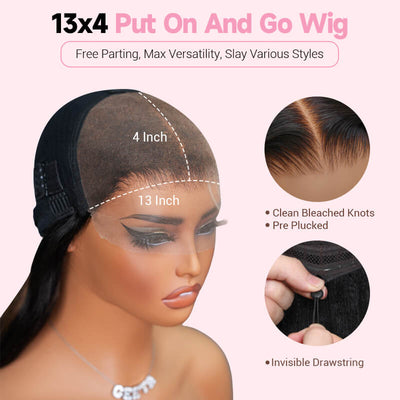 Geeta Balayage Brown Highlight 3D Body Wave 13x4 Lace Front Invisi Drawstring Put On and Go Glueless Lace Wig - GeetaHair