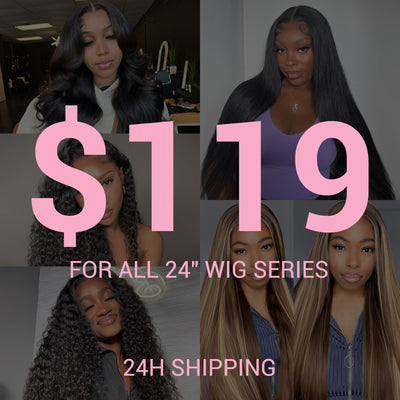 24H Shipping | $119 24 Inches Lace Front Wig / Colored Wig Value $199 Human Hair Falsh Sale Subscriber Only - GeetaHair