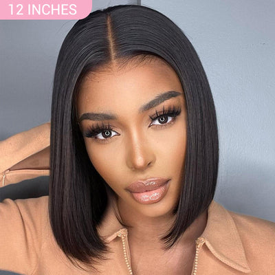 24H Shipping | $69 14 Inches Bob Wig Lace Front Wig / Wigs With Bang Value $109 Human Hair Falsh Sale Subscriber Only - GeetaHair