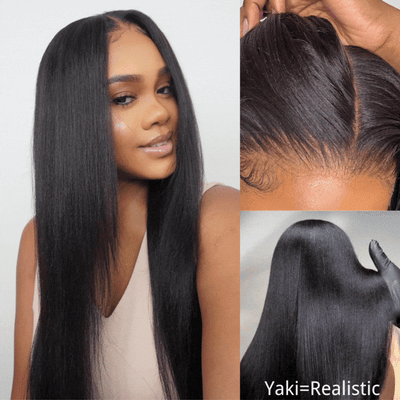 Yaki straight hair 13x4 lace front wig_model