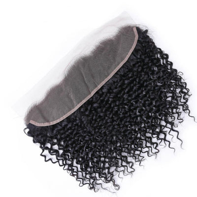 GeetaHair Kinky Curly 3 Bundles with 13x4 Lace Frontal 100% Human Hair Extensions