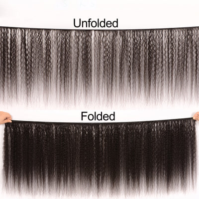 Geetahair Kinky Straight Hair 4 Bundles With 13x4 Lace Frontal 100% Unprocessed Human Hair