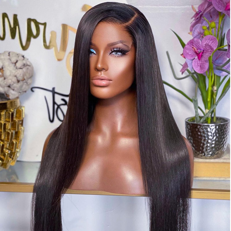 Long Straight Hair 13x6 HD Lace Frontal Wig Natural Hairline With Baby Hair 100% Virgin Human Hair Wig-Geeta Hair