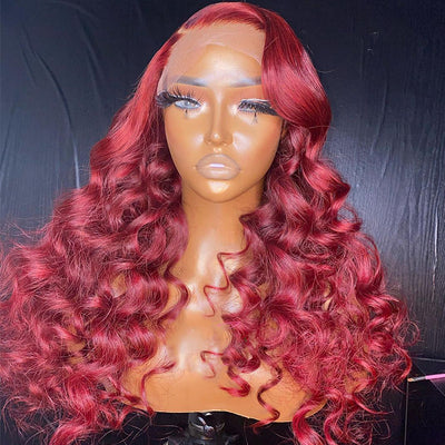 Burgundy Loose Deep Wave Lace Front Wig 99j HD Lace Human Hair Wigs