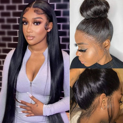 Straight Hair 360 Lace Frontal Wigs Pre Plucked With Baby Hair 100% Virgin Human Hair Wigs Near Me - GeetaHair - GeetaHair