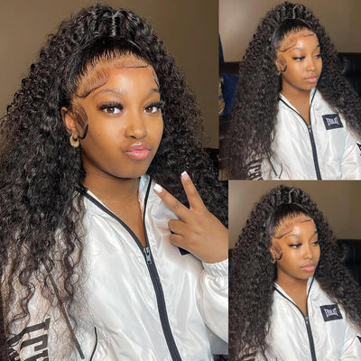 Black Curly Hair 360 Lace Front Wigs 100% Real Human Hair Wig Pre Plucked With Baby Hair - GeetaHair - GeetaHair