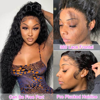 Deep Wave 360 Lace Front Wigs Pre Plucked Natural Hairline Real Human Hair Wigs for Black Women - GeetaHair - GeetaHair