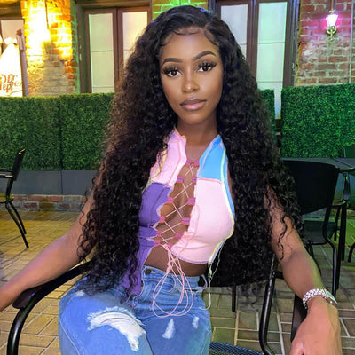 Deep Wave 360 Lace Front Wigs Pre Plucked Natural Hairline Real Human Hair Wigs for Black Women - GeetaHair - GeetaHair