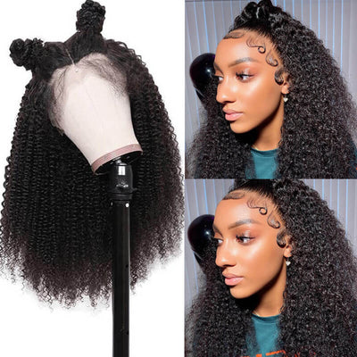 360 Lace Frontal Human Hair Kinky Curly Wigs Pre Plucked With Baby Hair Natural Hairline Glueless Wig - geetahair - GeetaHair