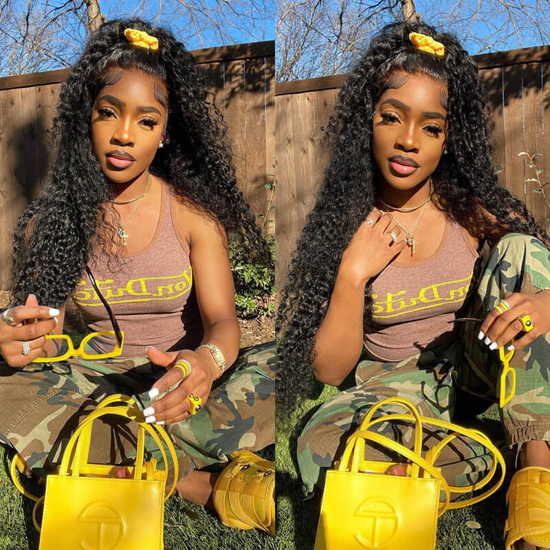 Black Curly Hair 360 Lace Front Wigs 100% Real Human Hair Wig Pre Plucked With Baby Hair - GeetaHair - GeetaHair