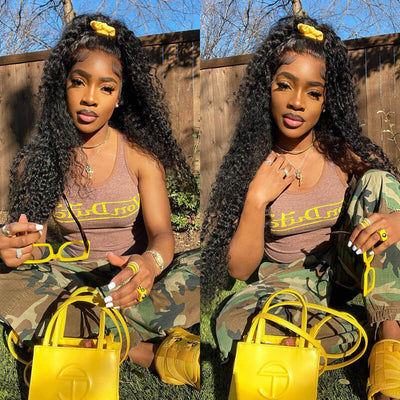 Black Curly Hair 360 Lace Front Wigs 100% Real Human Hair Wig Pre Plucked With Baby Hair - GeetaHair - GeetaHair