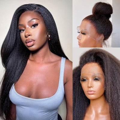 Kinky Straight Hair Wig 360 Hd Transparent Lace Front Wig Human Hair Wigs For Women Full End Glueless Brazilian Hair - GeetaHair - GeetaHair