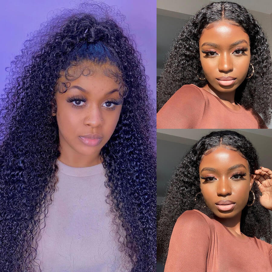 360 Lace Frontal Human Hair Kinky Curly Wigs Pre Plucked With Baby Hair Natural Hairline Glueless Wig - geetahair - GeetaHair