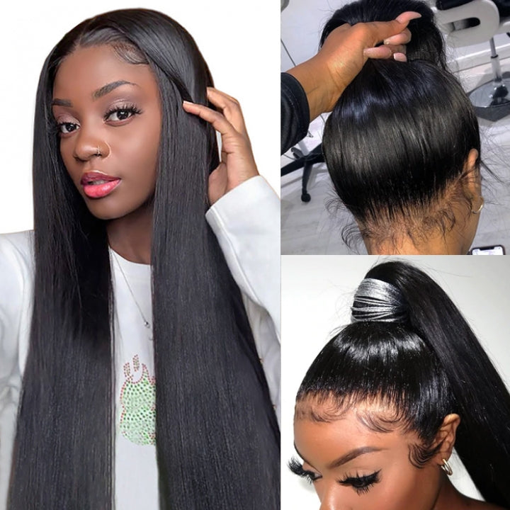 Straight Hair 360 Lace Frontal Wigs Pre Plucked With Baby Hair 100% Virgin Human Hair Wigs Near Me-GeetaHair
