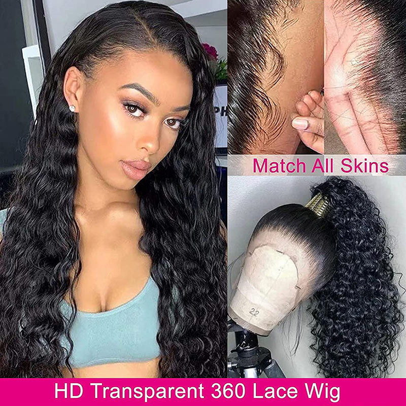 360 HD Lace Front Human Hair Wigs Invisible Water Wave Lace Front Wig With Pre Plucked Hairline For Black Women-Geetahair
