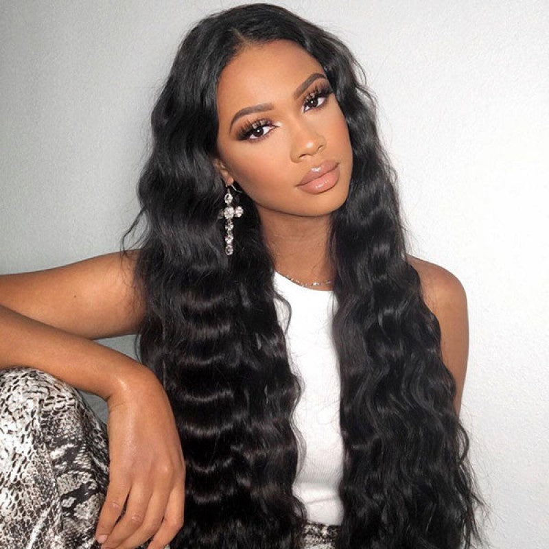40 Inch Long Black Hair Loose Deep Wave HD Lace Front Wig Super Long Length Human Hair Wigs For Women