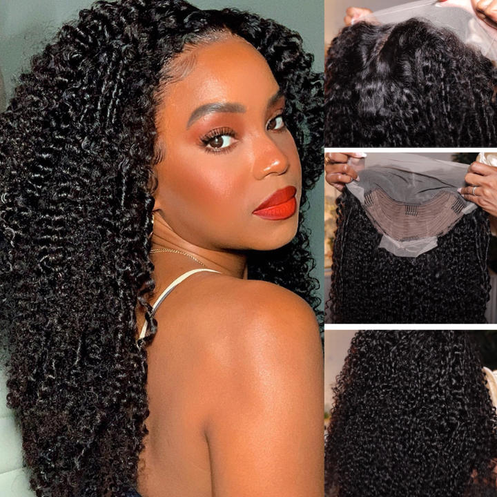 Fluffy Kinky Curly HD Transparent Lace Front Wigs 13x4/5*5 Real Human Hair Wig Pre Plucked Hairline-Geeta Hair