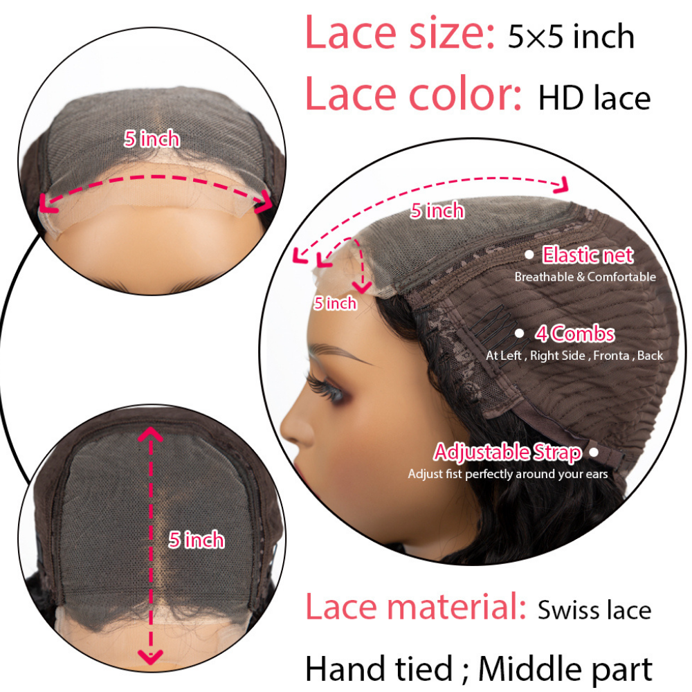 Over $101 Save $100: Deep Wave Glueless 5x5 HD Transparent Lace Closure Wig-Spring 2023 Flash Sale