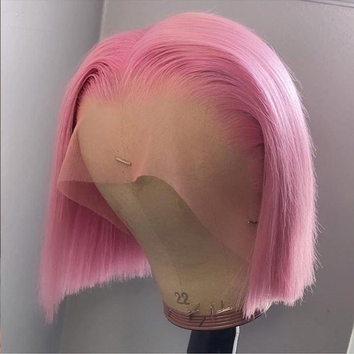 Tax Return Sale 613 Blonde/Pink 13x4 Short Bob Lace Front Wig Straight Hair Undetectable Lace Wig Pre Plucked With Baby Hair Natural Hairline Glueless Wig - Geeta Hair - GeetaHair