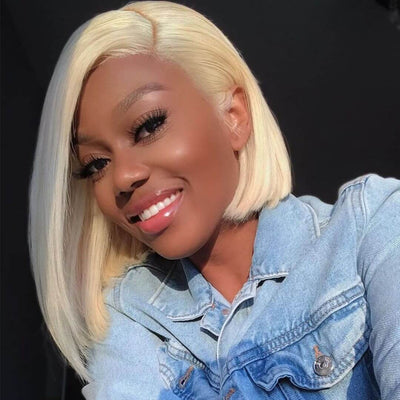 Short Straight Hair 613 Bob Wig 13x4 HD Lace Front Wig For Black Women 100% Real Human Hair Wig - Geeta Hair - GeetaHair