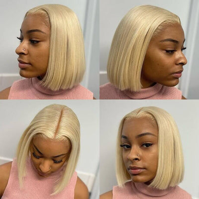 Short Straight Hair 613 Bob Wig 13x4 HD Lace Front Wig For Black Women 100% Real Human Hair Wig - Geeta Hair - GeetaHair