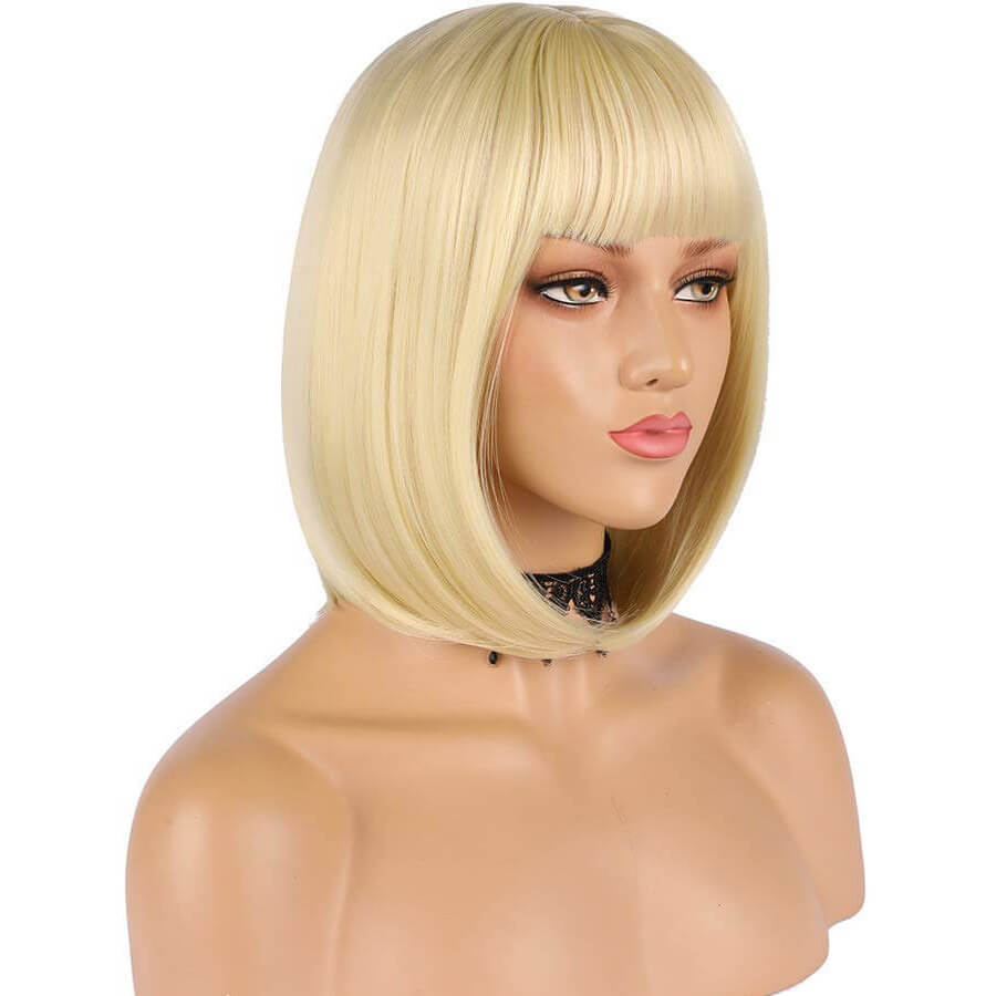 Natural Straight Hair 613 Blonde Bob Wig With Bangs 100% Human Hair Wig - Geeta Hair - GeetaHair