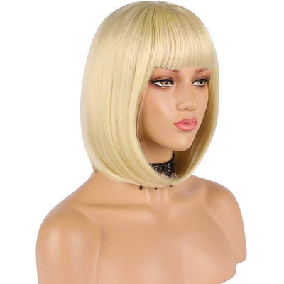Natural Straight Hair 613 Blonde Bob Wig With Bangs 100% Human Hair Wig - Geeta Hair - GeetaHair
