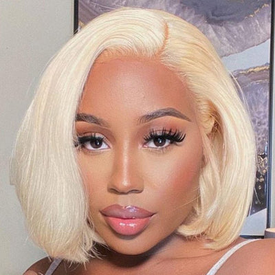 Tax Return Sale 613 Blonde/Pink 13x4 Short Bob Lace Front Wig Straight Hair Undetectable Lace Wig Pre Plucked With Baby Hair Natural Hairline Glueless Wig - Geeta Hair - GeetaHair