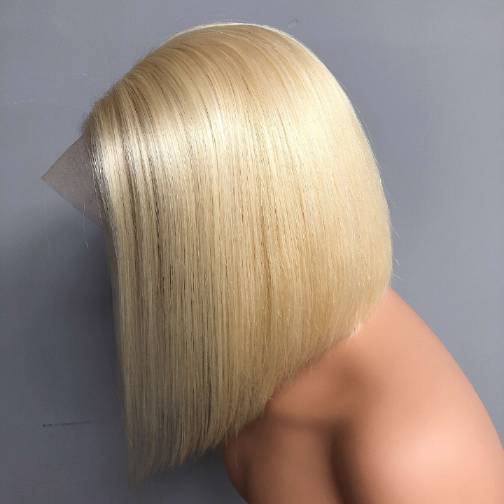 #613 Blonde 13x4 Short Bob Lace Front Wig Straight Hair Undetectable Lace Wig Pre Plucked With Baby Hair Natural Hairline Glueless Wig-Geeta Hair