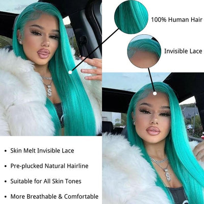 Funky Colored Wigs | Colorful Straight Transaparent Lace Wig collection Transparent HD Lace Human Hair Wigs Pre-plucked with Baby Hair 180% Density-GeetaHair