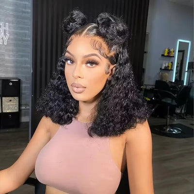 Geetahair Upgrade HD Lace Water Wave Bob Wig Crystal Clear Lace Human Hair Bob Wigs With Baby Hair