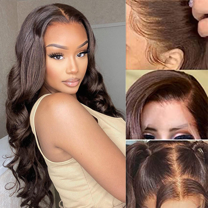 Dark Brown Lace Front Human Hair Wigs 13x4/4x4 Colored Body Wave Wigs