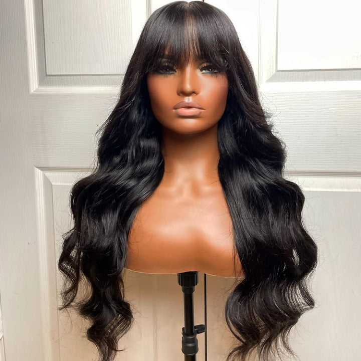 Put On&Go Body Wave Glueless 5x5 HD Lace Wig With bangs Easy to Wear Lace Human Hair Wigs-GeetaHair