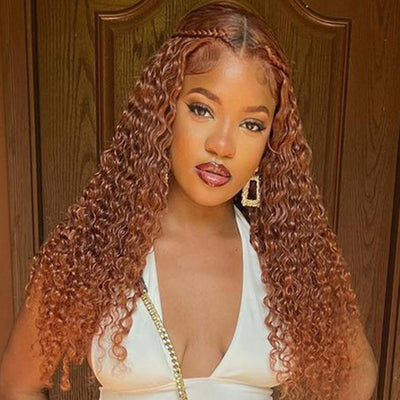 Ginger Curly Hair 13x4/4x4 HD Lace Front Wig Pre Plucked Hairline Human Hair Wigs-Geetahair