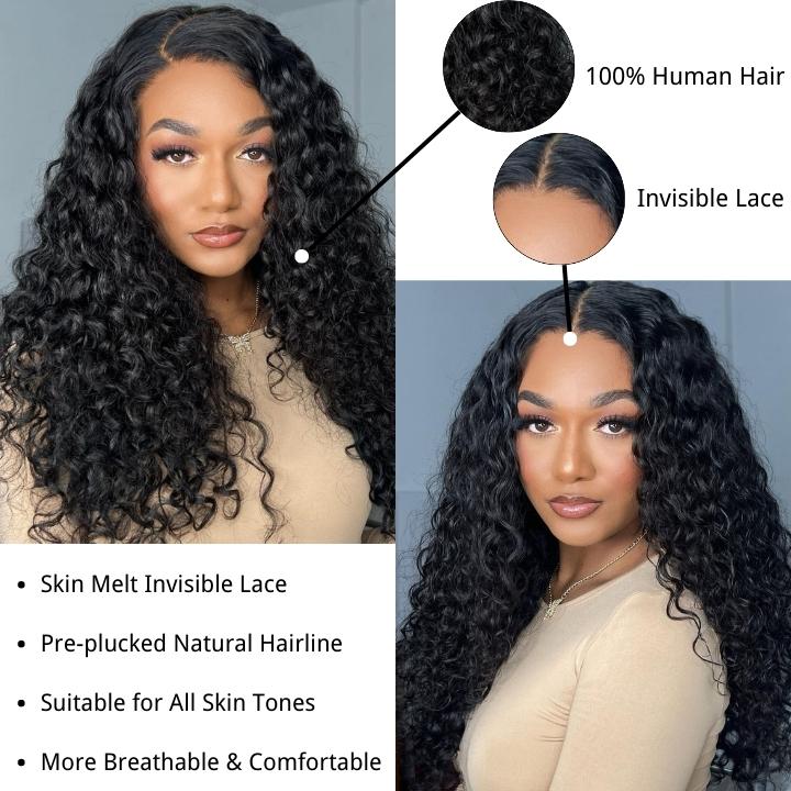 Glueless 13x4/6x4.5 Curly Pre Cut HD Transaparent Lace 100% Virgin Human Hair Wigs With Breathable Wear & Go Pre Plucked Hairline Cap Air Wig-Geeta Hair