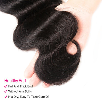 GeetaHair Body Wave Hair 3 Bundles With 4x4 Lace Closure Unprocessed Human Virgin Hair
