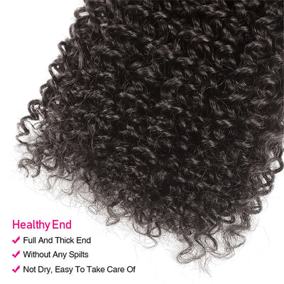 GeetaHair Kinky Curly Hair 3 Bundles with 4x4 Lace Closure 100% Remi Human Hair Soft Shiny Wave Hair
