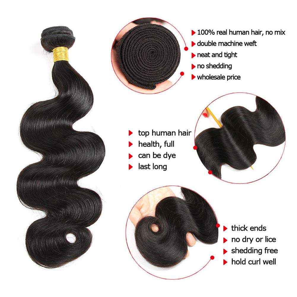 GeetaHair Body Wave 13x4 Frontal Natural Color With 3 Bundles 100% Human Hair