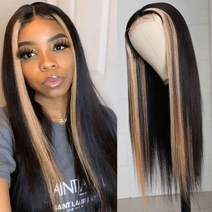 Highlight_Ombre_Tl27_Straight_Human_Hair_Wig_Pre_Plucked_With_Baby_Hair_Natural_Hairline_Glueless_Wig-Geeta_Hair