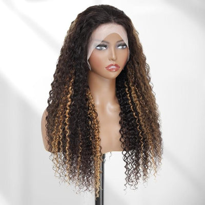 Highlight Blonde Curly 5x5/13x4 HD Lace Front Wig Highlights Honey Blonde Human Hair Wigs-GeetaHair