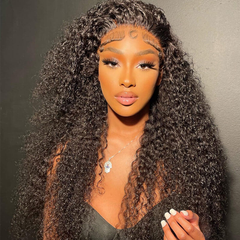 Kinky Curly Wig 13*4 HD Front Lace Wigs Pre Plucked Hairline Real Hair ...