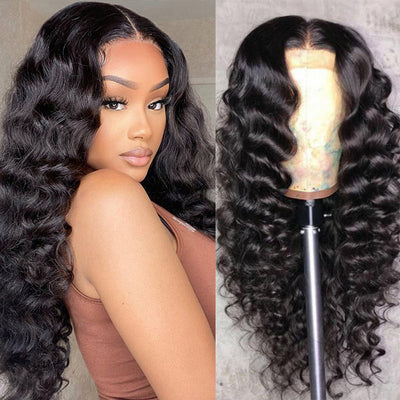 Loose Deep Wave 360 HD Transparent Lace Front Wig Pre Plucked Natural Color Human Hair Wigs