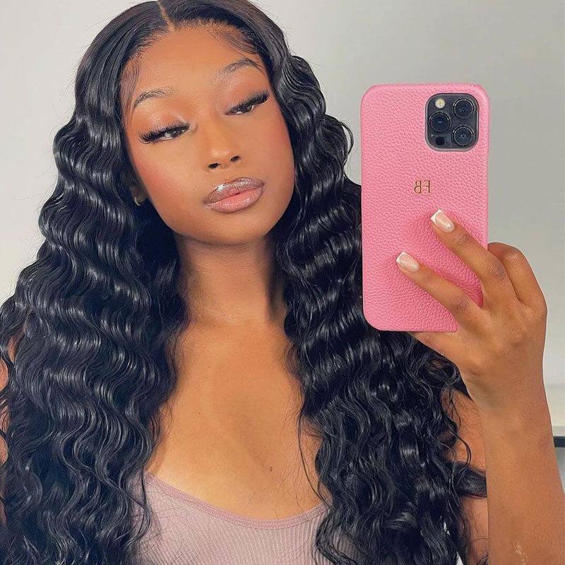 Loose Deep Wave Middle Part Lace Front Wig Natural Crimps Curls T Part Wig With Baby Hair-Geeta Hair