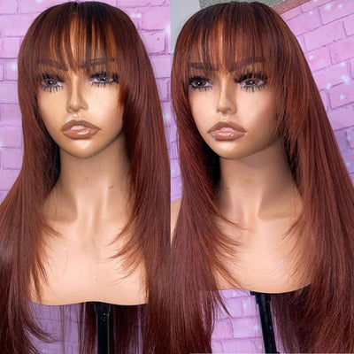 Put On&Go Layered Straight Glueless 5x5 HD Lace Wig With bangs Easy to Wear Human Hair Wigs 180% Density-Geeta Hair
