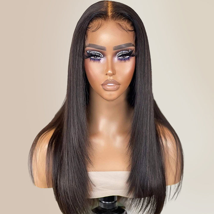 Layered Straight Glueless 5x5 HD Lace Closure Wig Glueless Wear And Go Human Hair Wigs Pre Plucked Natural Hairline - Geeta Hair