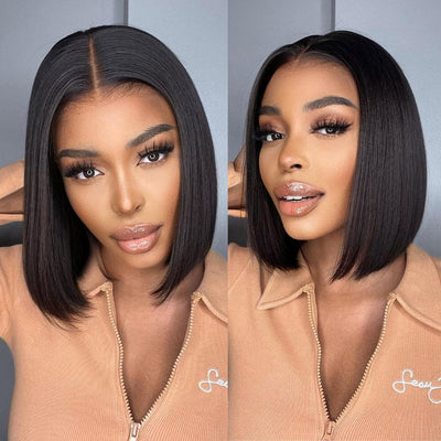 Geetahair Upgrade HD Lace Straight Bob Wig Crystal Clear Lace Human Hair Bob Wigs With Pre Plucked Natural Hairline