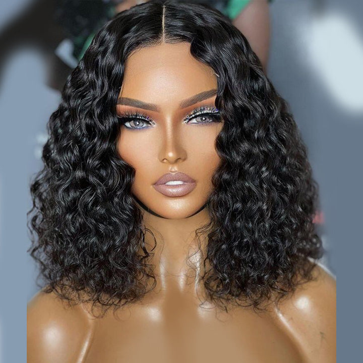 Geetahair Upgrade HD Lace Deep Curly Bob Wig Black Color Undetectable Clear Lace Human Hair Bob Wigs