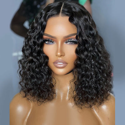 Geetahair Upgrade HD Lace Deep Curly Bob Wig Black Color Undetectable Clear Lace Human Hair Bob Wigs