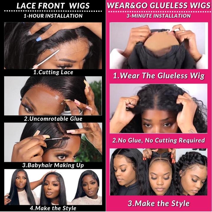 Wear&Go Straight Glueless 5x5 HD Lace Wig Easy to Wear Pre Cut Lace Human Hair Wigs 180% Density-Geeta Hair